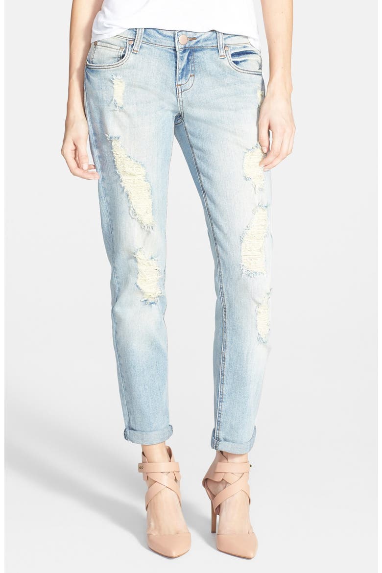 Destroyed Boyfriend Jeans, Main, color, LIGHT WASH