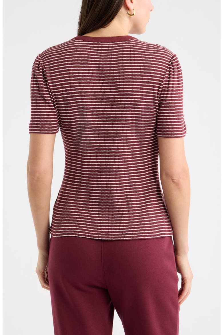 Striped Pointelle Henley Tee, Alternate, color, BURGUNDY- IVORY STRIPE