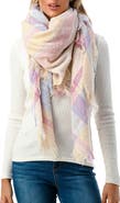 MARCUS ADLER Plaid Fringe Blanket Scarf