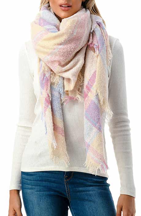 MARCUS ADLER Plaid Fringe Blanket Scarf