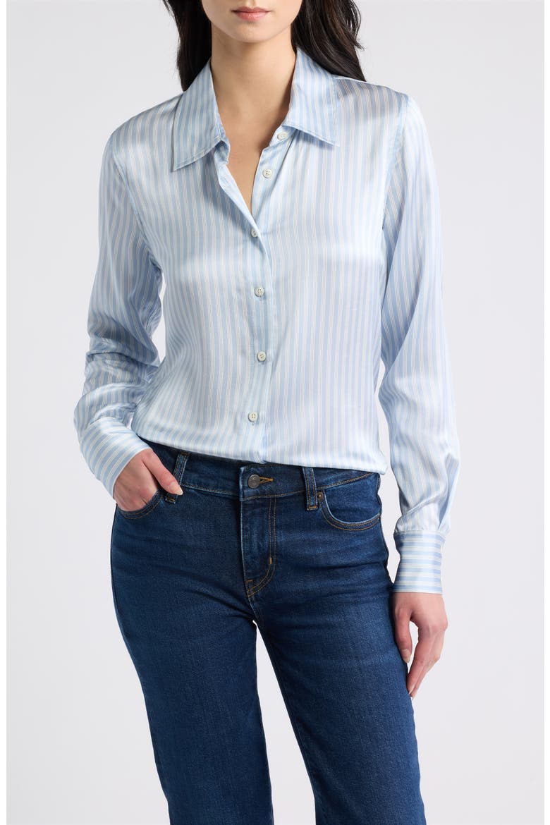 The Office Silk Striped Shirt, Main, color, BAY BLUE STRIPE