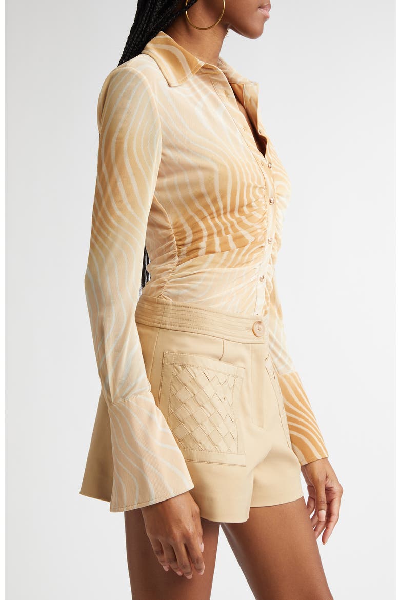 Talisa Flare Sleeve Button-Up Top, Alternate, color, BURLAP SWIRL