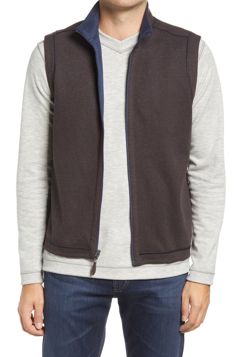 Reversible Knit Vest, Alternate, color, BROWN/NAVY
