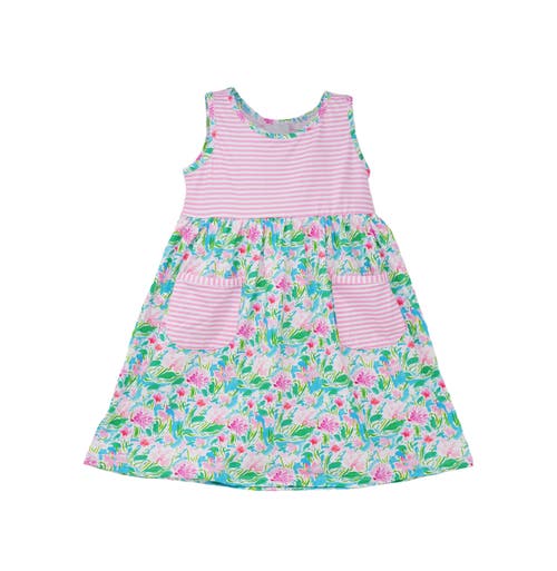 Flap Happy Girl's Playtime Upf 50+ Dahlia Sleeveless Dress With Pockets In Lotus & Lillies