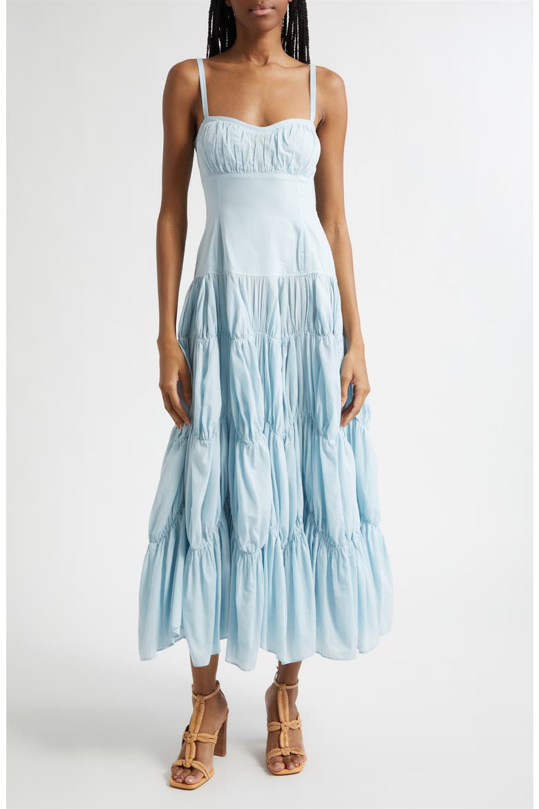 Emmalina Sweetheart Neck Tiered Midi Dress, Main, color, ADRIATIC