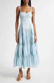 Ulla Johnson Emmalina Sweetheart Neck Tiered Midi Dress