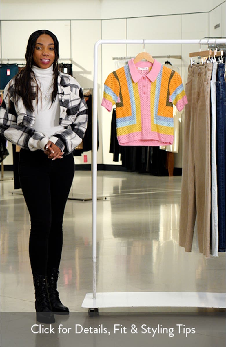 Babylon Colorblock Open Stitch Cotton Polo Sweater, sales video thumbnail