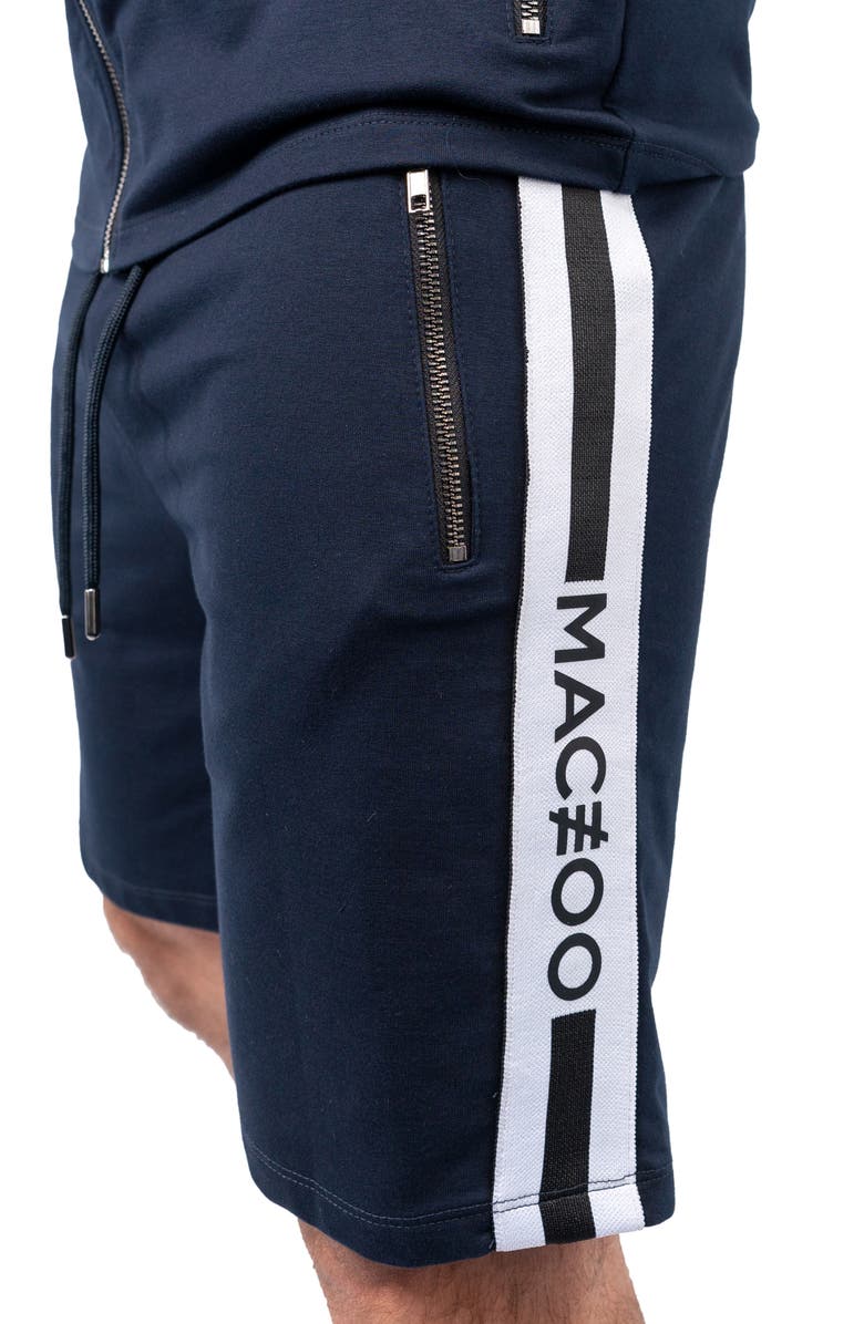 Maceoo Track Blue Stretch Cotton Shorts, Alternate, color,