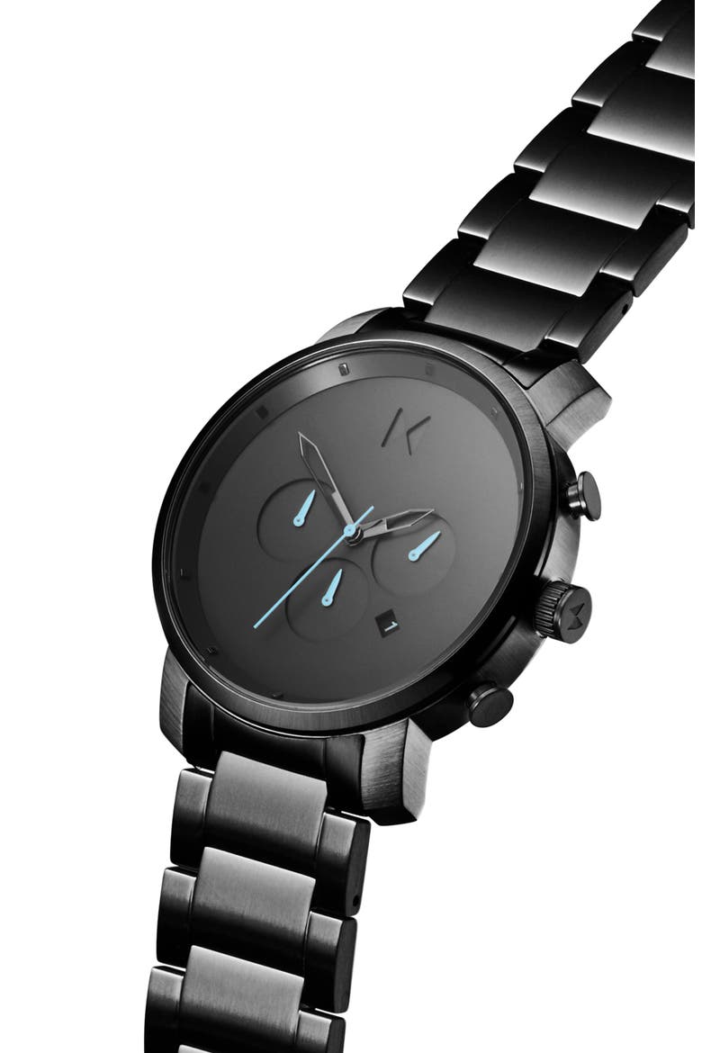Chronograph Bracelet Watch, 45mm, Alternate, color, SILVER/ BLACK/ SILVER