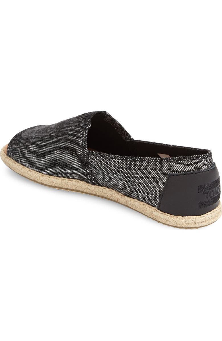 TOMS Metallic Linen Open Toe Espadrille, Alternate, color,