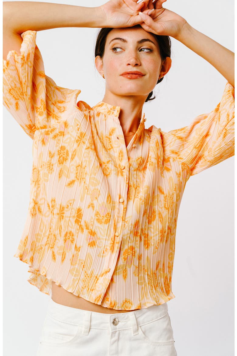 Helen Pleated Balloon Sleeve Top, Alternate, color, YELLOW MULTI