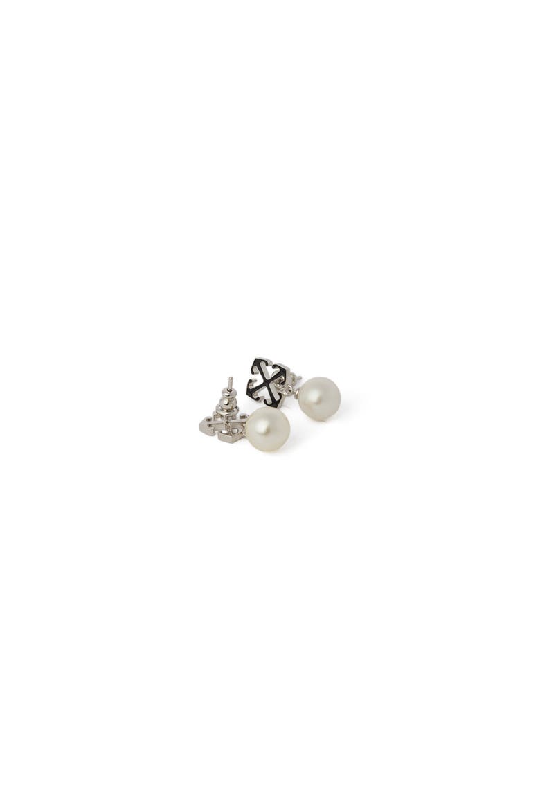 Women's Black Arrow Pearl  Earrings, Alternate, color, Silver
