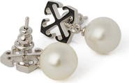 Off-White Women's Black Arrow Pearl  Earrings