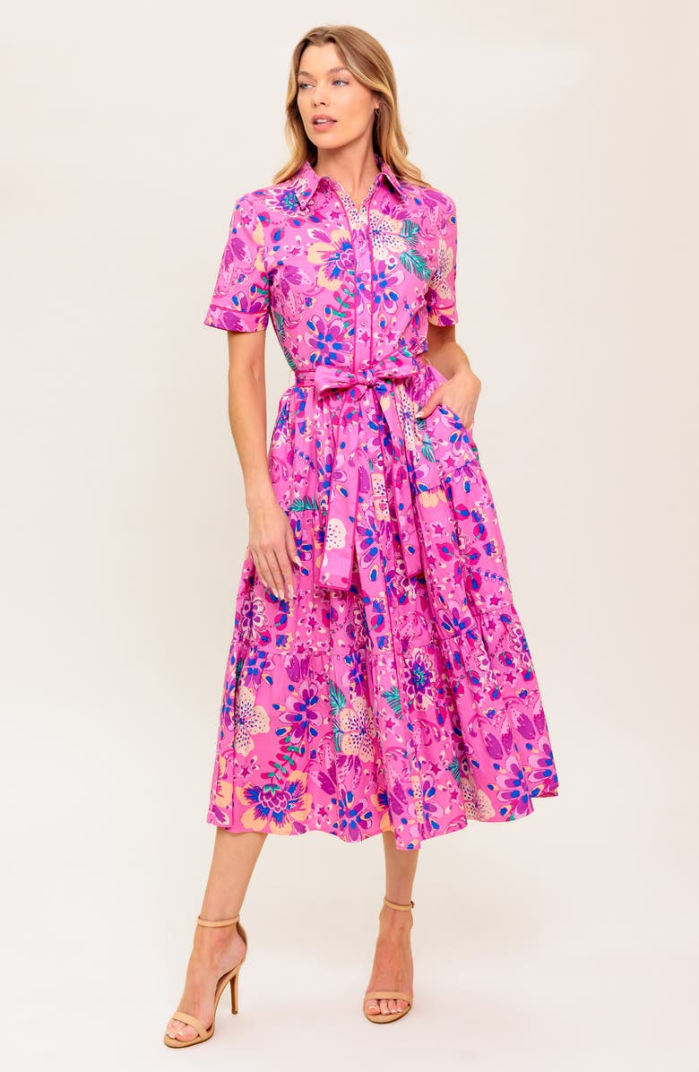 FLYING TOMATO Button-Up Fit & Flare Midi Dress, Alternate, color,