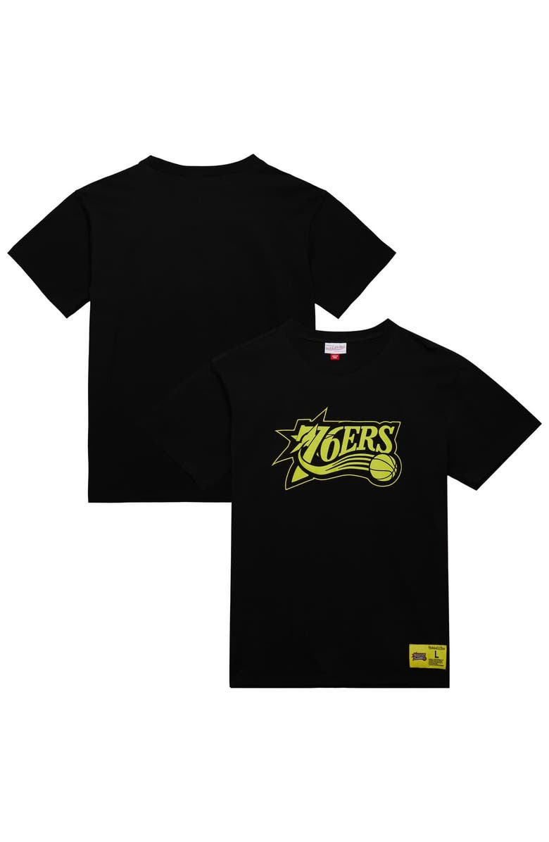 Mitchell & Ness Men's Mitchell & Ness Black Philadelphia 76ers Hardwood Classics Neon Nights Premium T-Shirt, Main, color, Black