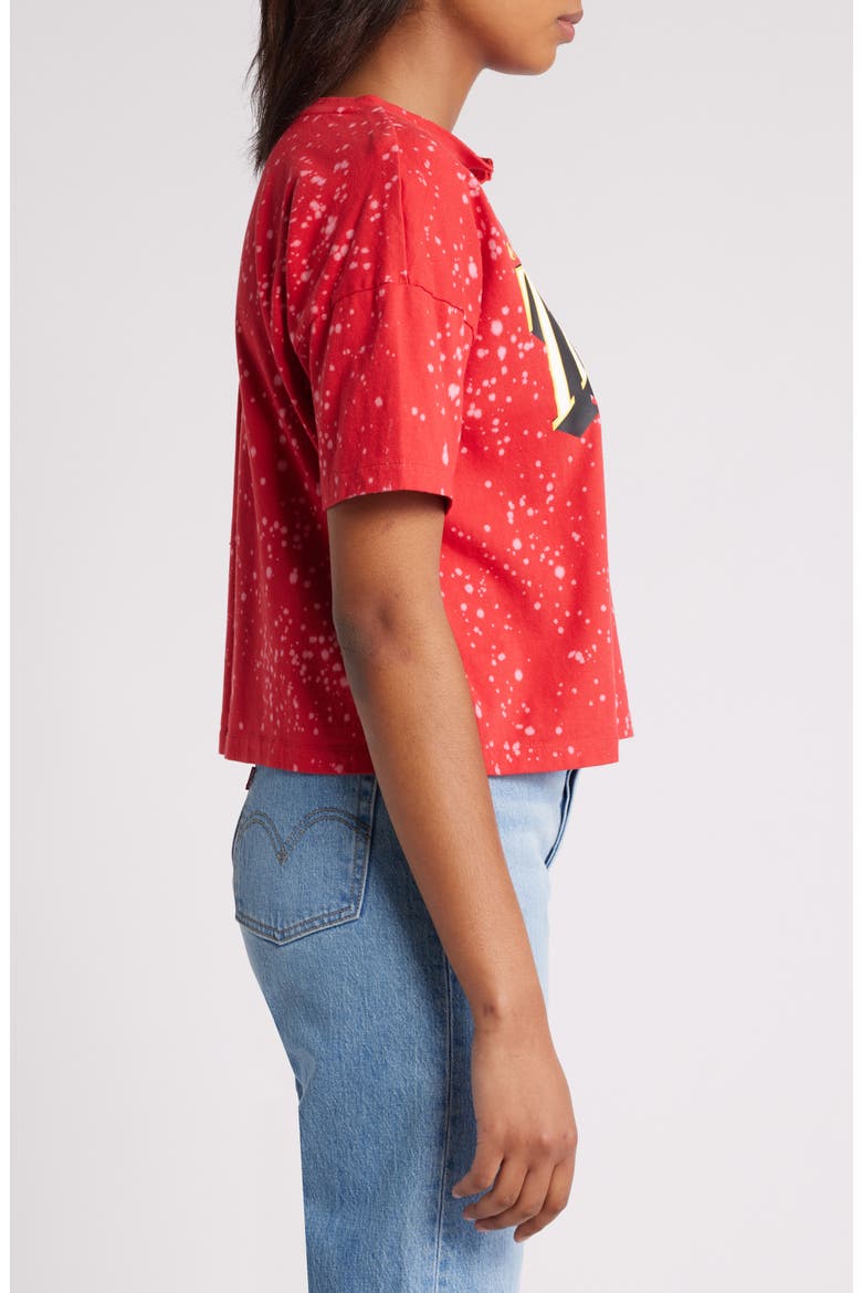 Women's WEAR by Erin Andrews Cardinal USC Trojans Bleach Wash Splatter Cropped Notch Neck T-Shirt, Alternate, color, Cardinal