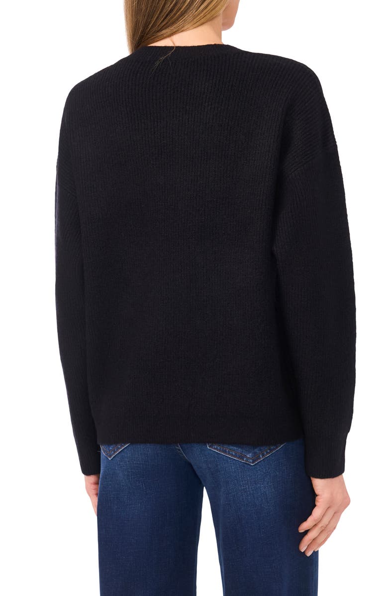 CeCe Sequin Bow Detail Sweater, Alternate, color, Rich Black