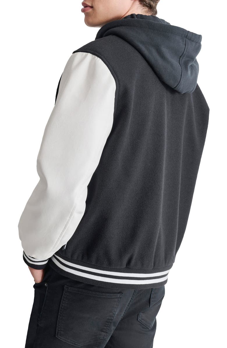 DKNY Water Resistant Varsity Jacket, Alternate, color, Black