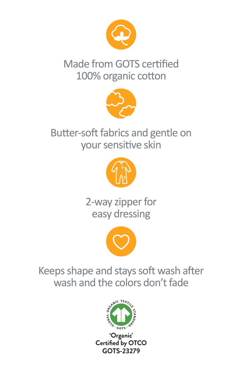 BUTTERBLU Cruz One-Piece Organic Cotton Footie Pajamas, Alternate, color, Soy Mates