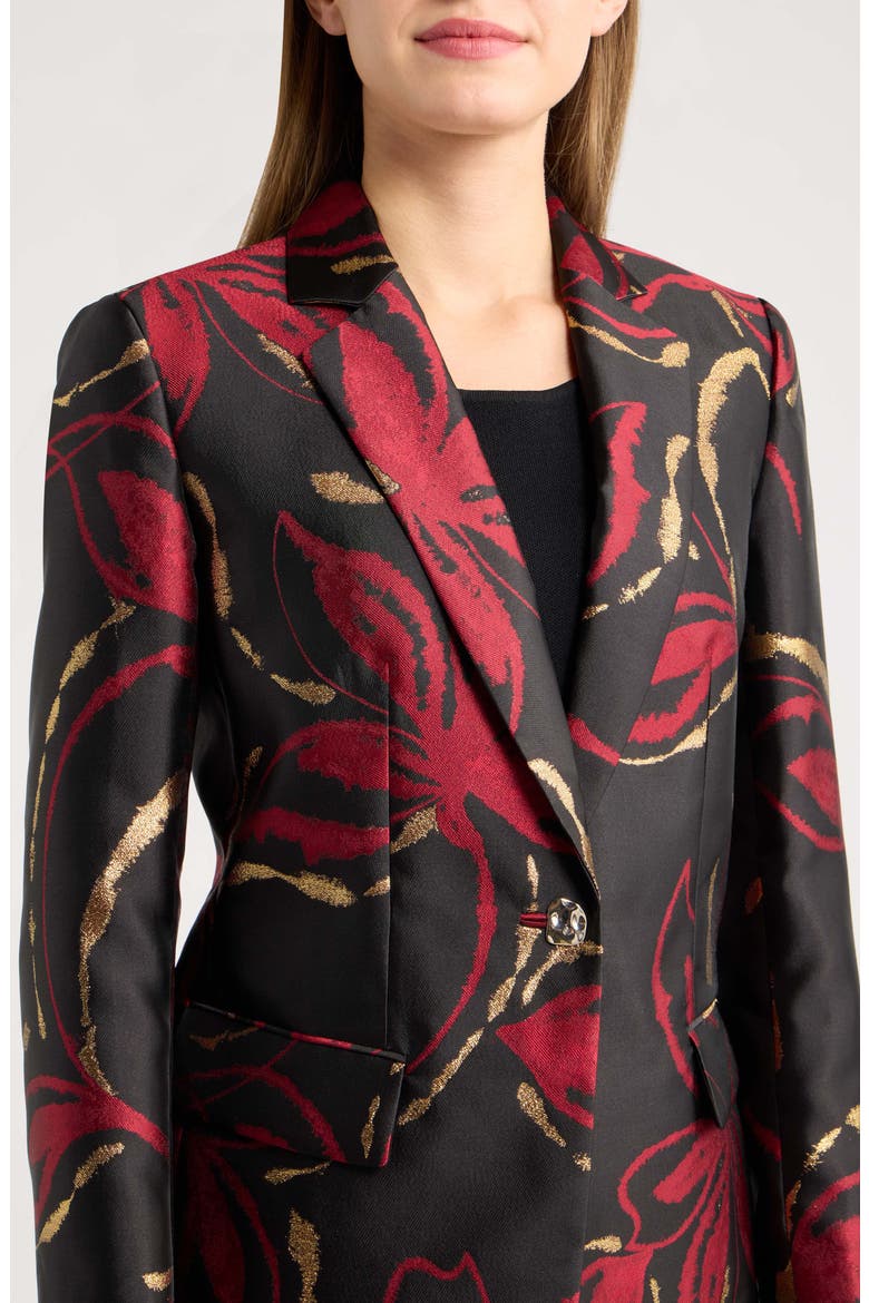 One-Button Notched Collar Blazer, Alternate, color, ANNE BLACK MULTI