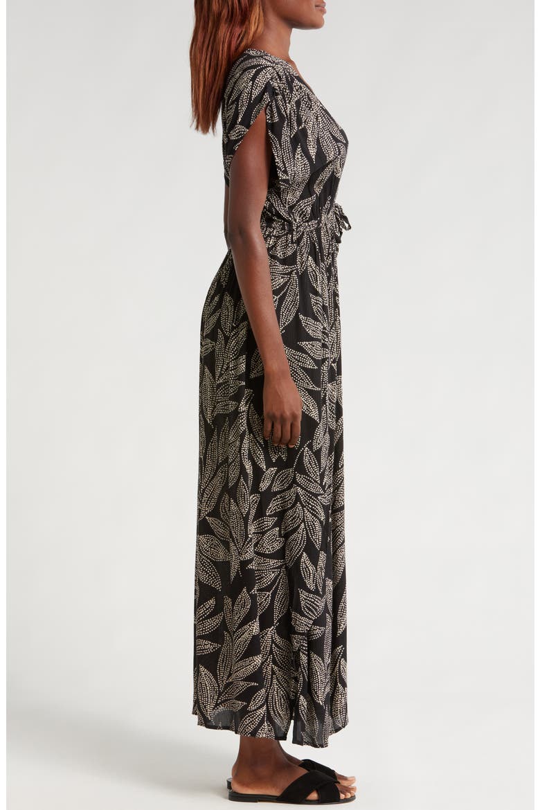 Wrap Maxi Cover-Up Dress, Alternate, color, BLACK CATAGENA PRINT