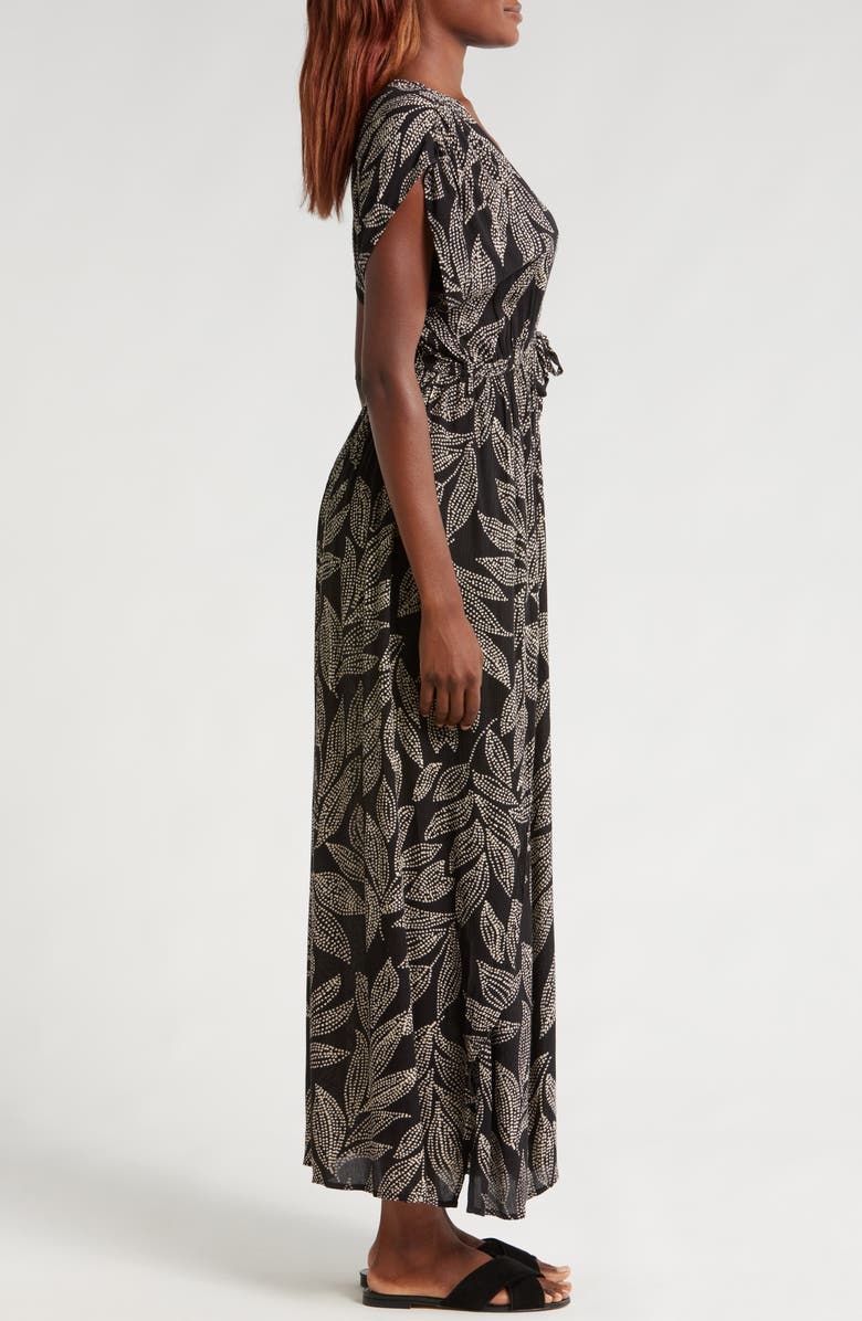 Elan Wrap Maxi Cover-Up Dress, Alternate, color, Black Catagena Print