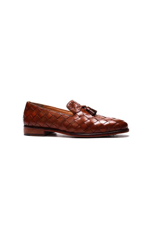 CARLOS SANTANA Pulse Tassel Loafer in Tan Leather 