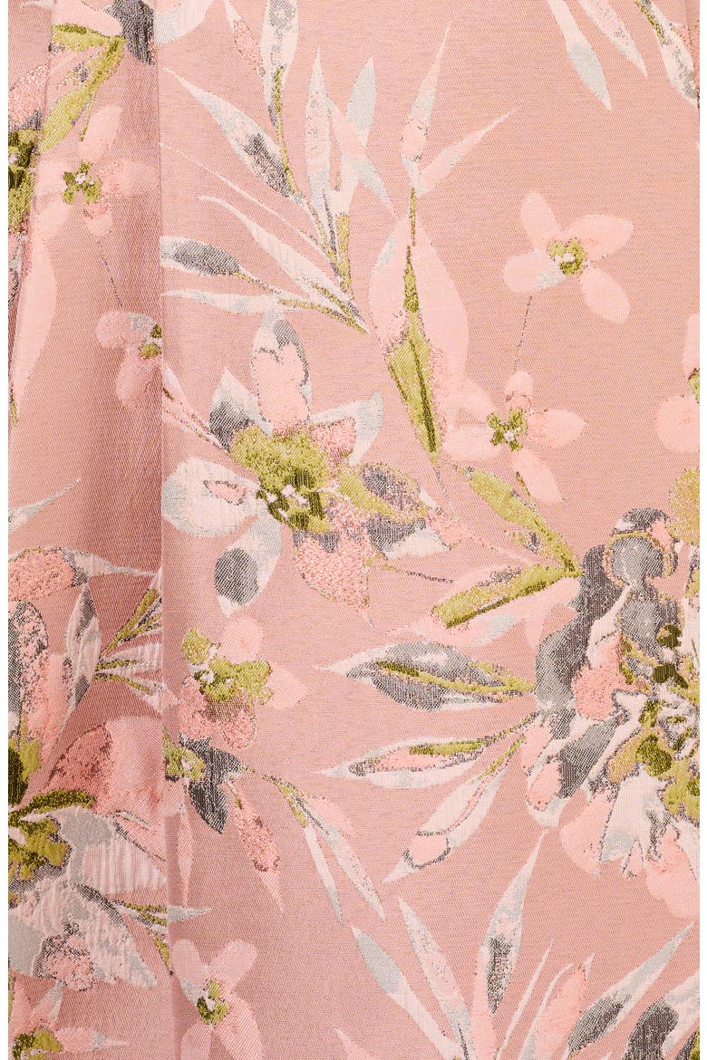Metallic Floral Jacquard Fit & Flare Dress, Alternate, color, PALE AZALEA