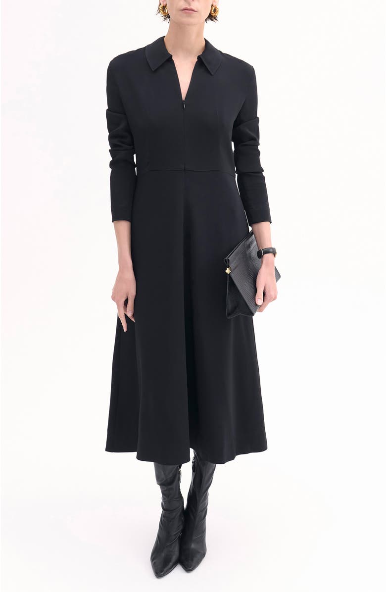 CO Long Sleeve Shirt Dress in Crepe, Main, color, 
