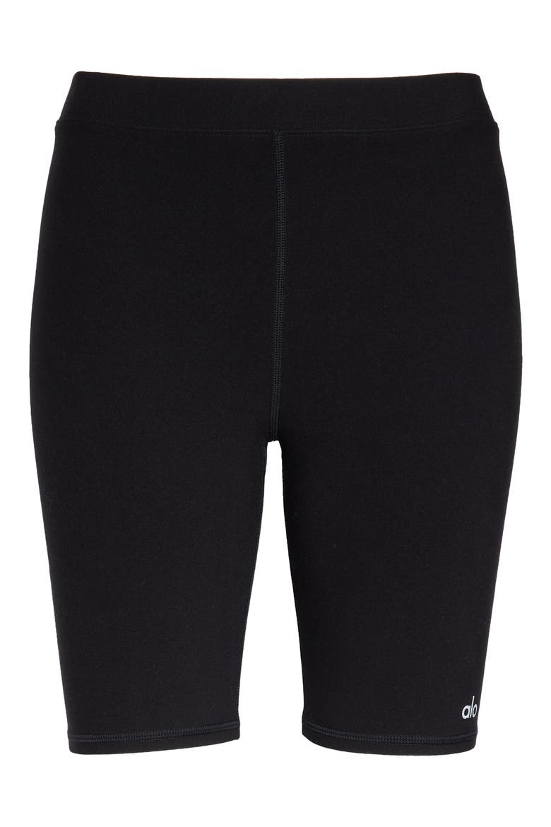 Flow High Waist Alosoft Bike Shorts, Alternate, color, BLACK