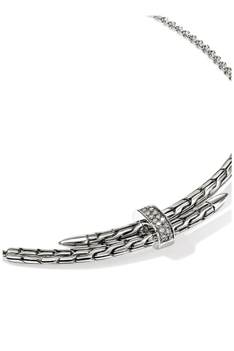 Pavé Diamond Spear Station Necklace, Alternate, color, SILVER