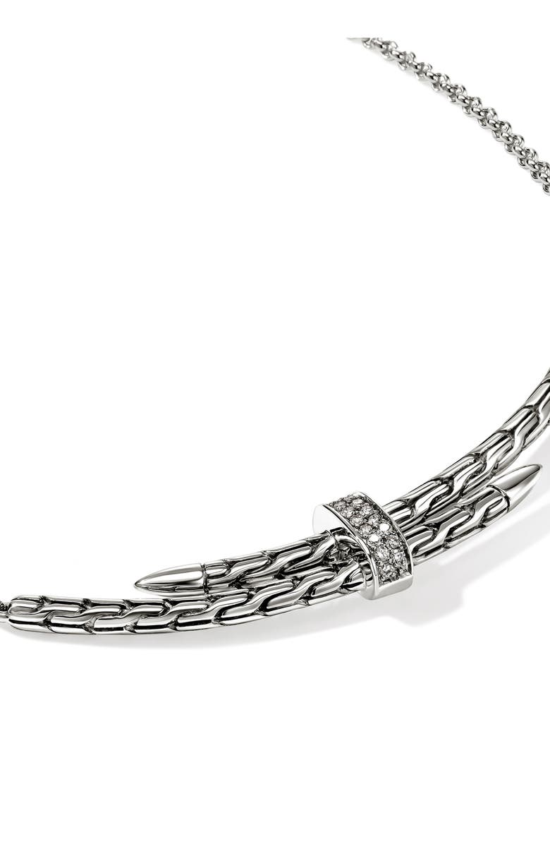 John Hardy Pavé Diamond Spear Station Necklace, Alternate, color, Silver
