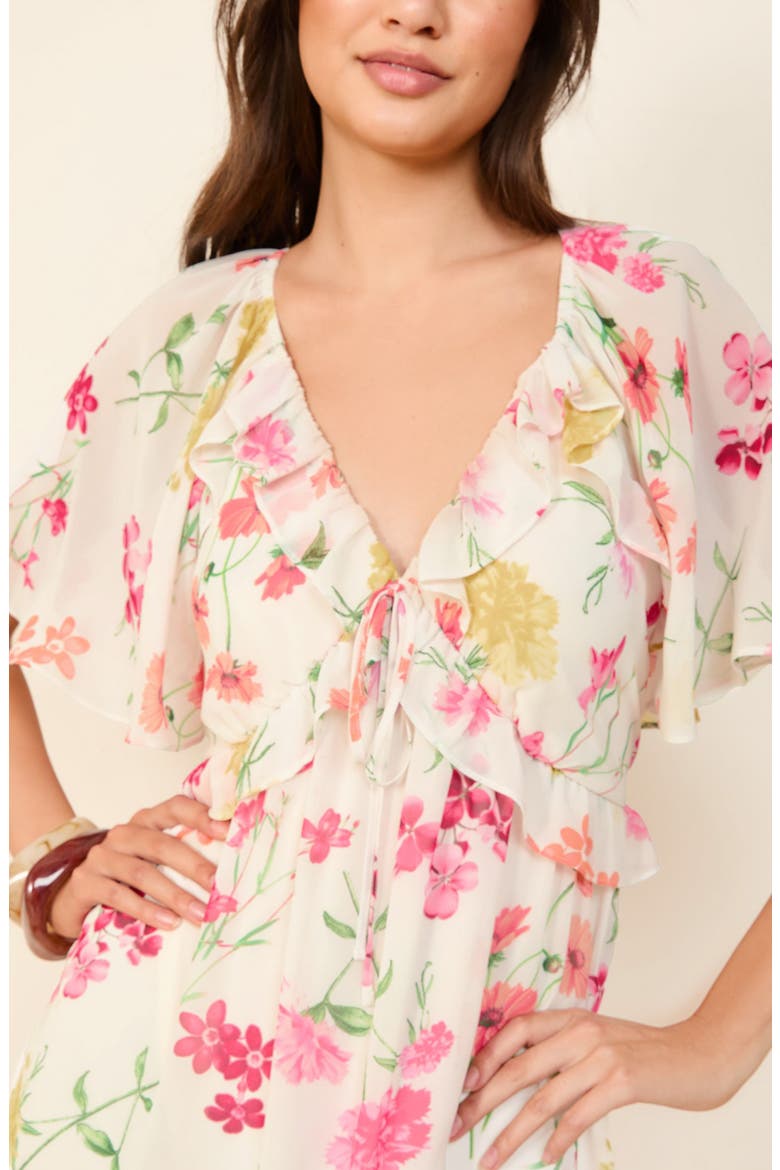 Floral Chiffon Minidress, Alternate, color, WHITE