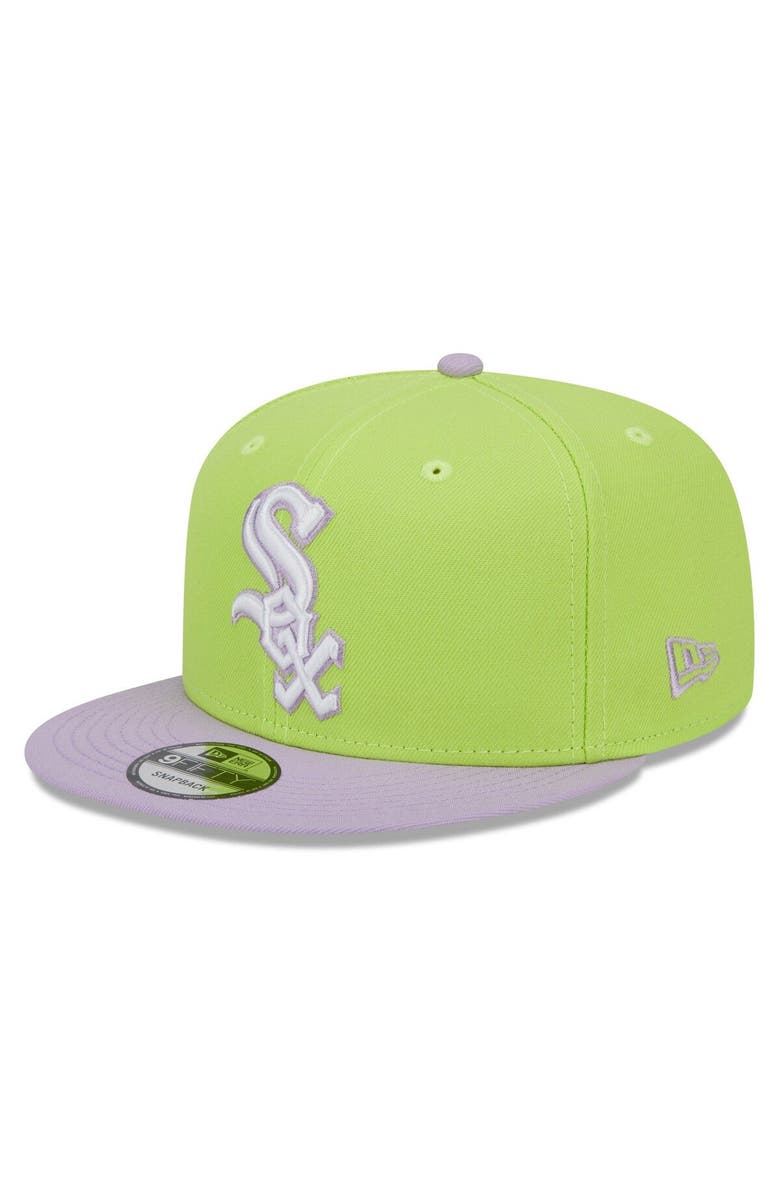 New Era Men's New Era Neon Green/Purple Chicago White Sox Spring Basic Two-Tone 9FIFTY Snapback Hat, Main, color,