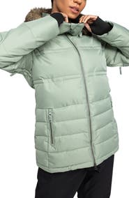 Roxy Quinn Insulated Puffer Coat with Removable Faux Fur Trim