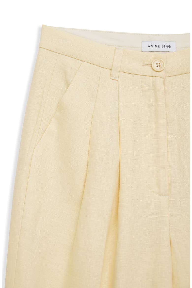 Jay High Waist Pleated Wide Leg Linen Trousers, Alternate, color, LIGHT YELLOW LINEN