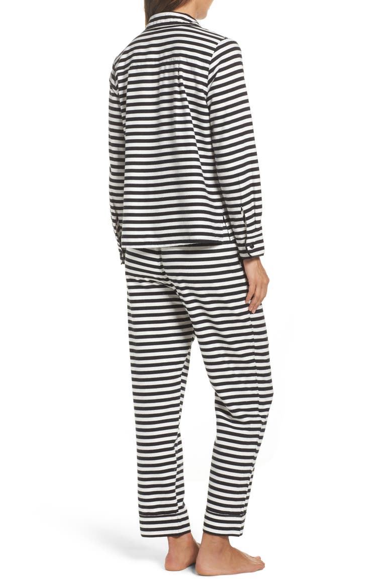 kate spade new york flannel pajamas, Alternate, color, BLACK STRIPE