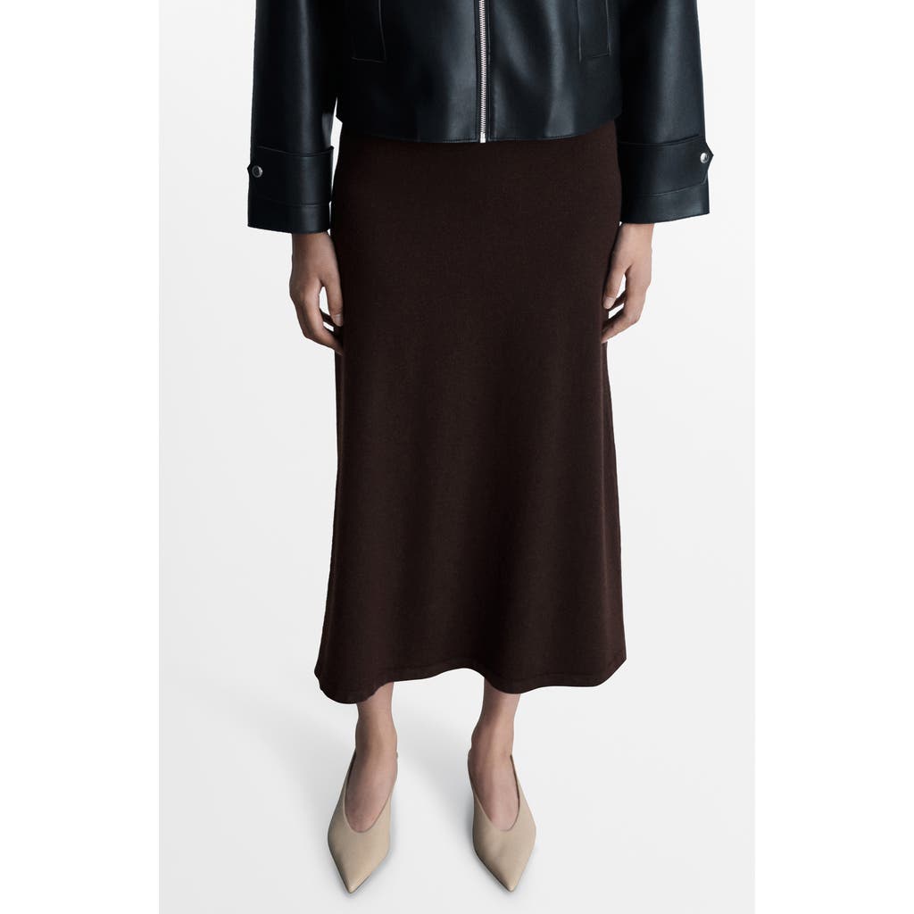 Mango Sweater Midi Skirt In Brown