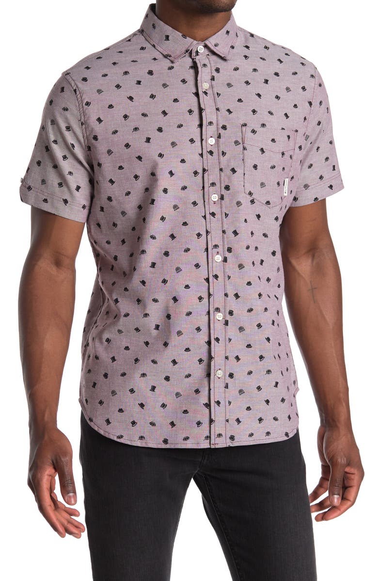 Ben Sherman Hats Short Sleeve Button-Up Shirt, Main, color, 