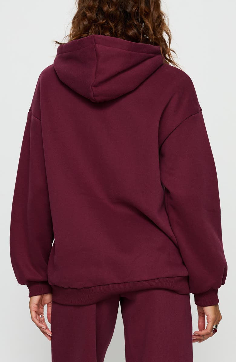 Princess Polly Stargirl Front Zip Hoodie, Alternate, color, Burgundy