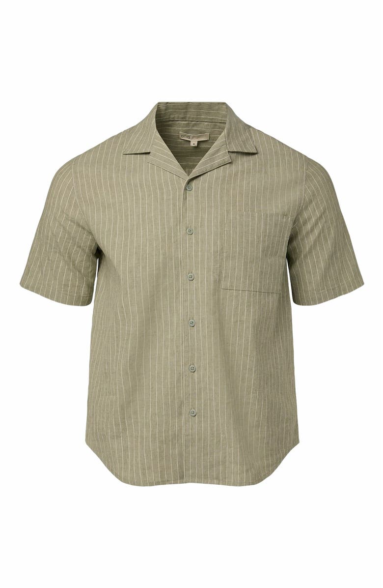 Onia Stretch Yarn Dyed Vacation Shirt, Alternate, color, Sage