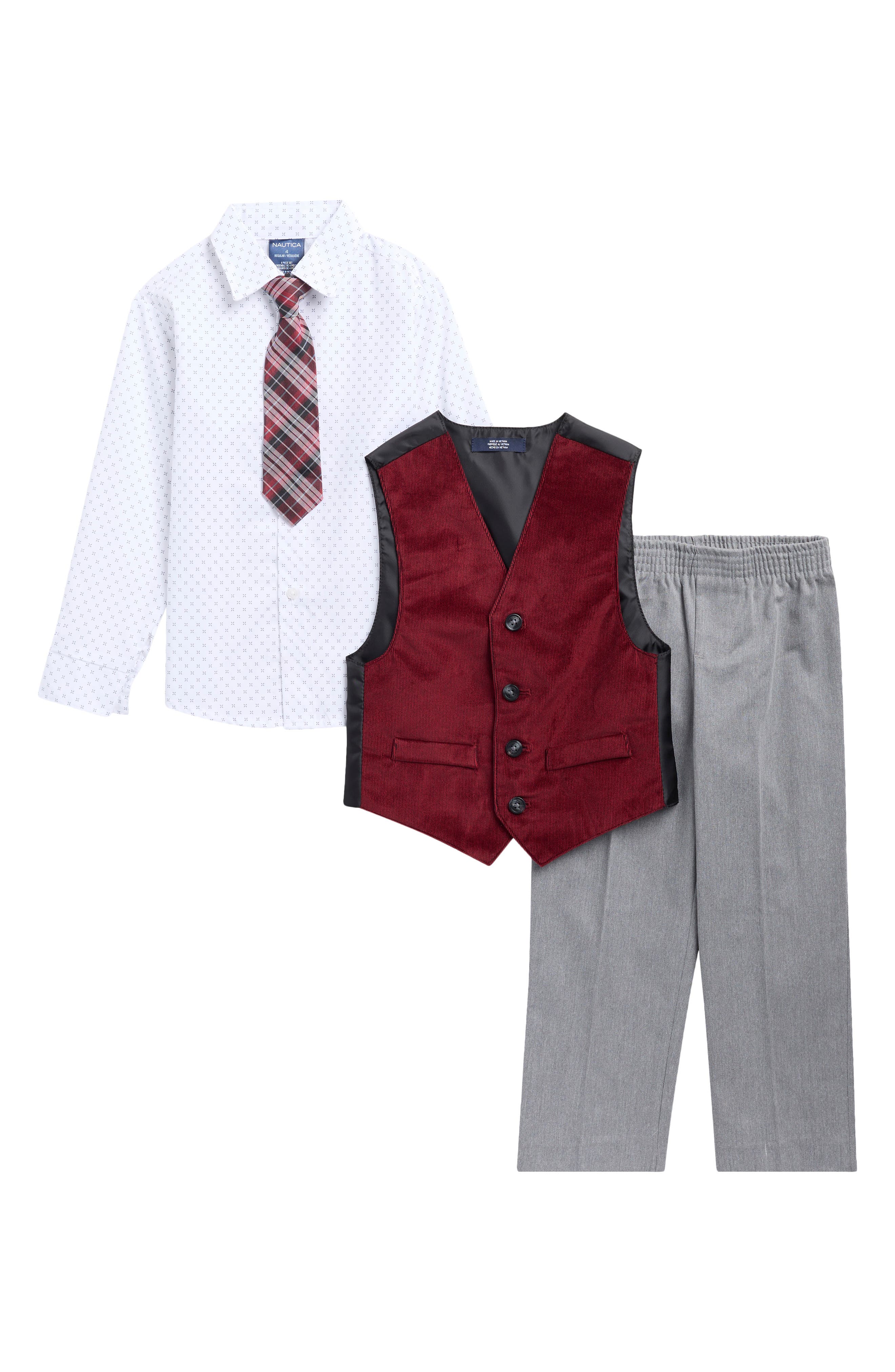 Kids' Corduroy Velvet Vest 4-Piece Suit Set