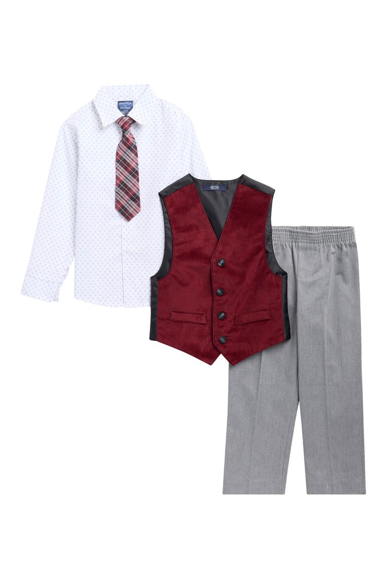Kids' Corduroy Velvet Vest 4-Piece Suit Set, Main, color, BIKING RED
