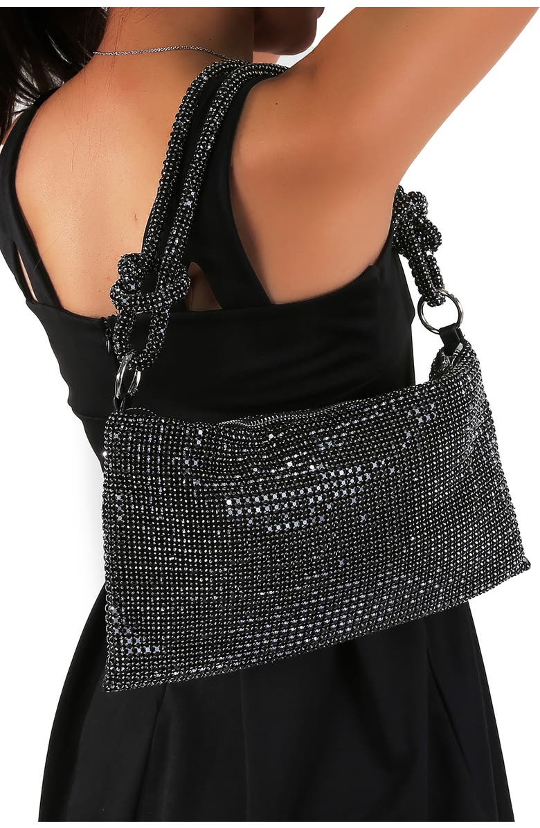 BERNESS Rhinestone Top Zip Shoulder Bag, Alternate, color, Black