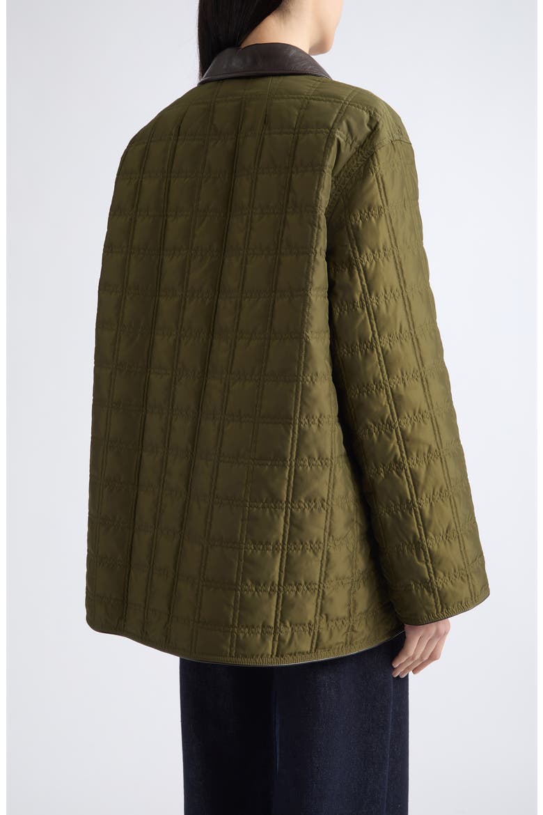 Reversible Quilted Down Twill Car Coat, Alternate, color, FOREST