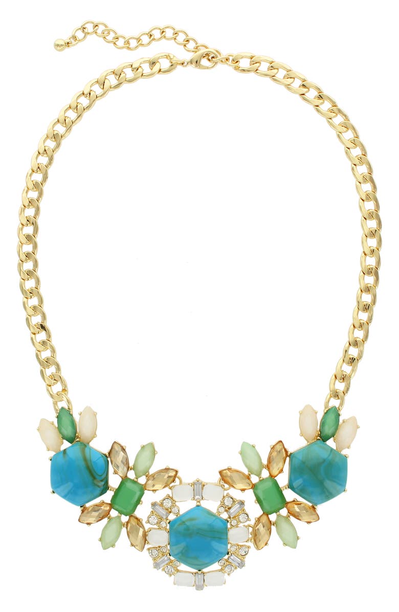 OLIVIA WELLES Spring Fling Frontal Necklace, Main, color, Gold / Turquoise