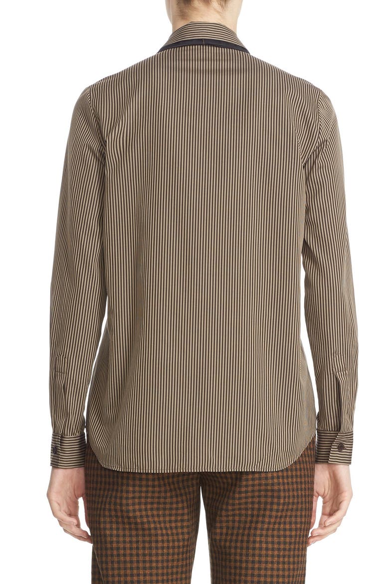 'Classic' Stripe Cotton & Silk Blouse with Taffeta Bow, Alternate, color, MUDD CLUB