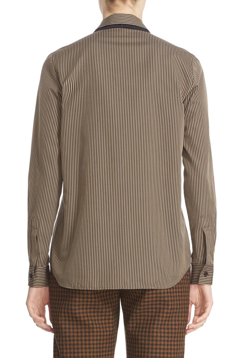 Isa Arfen 'Classic' Stripe Cotton & Silk Blouse with Taffeta Bow, Alternate, color, 