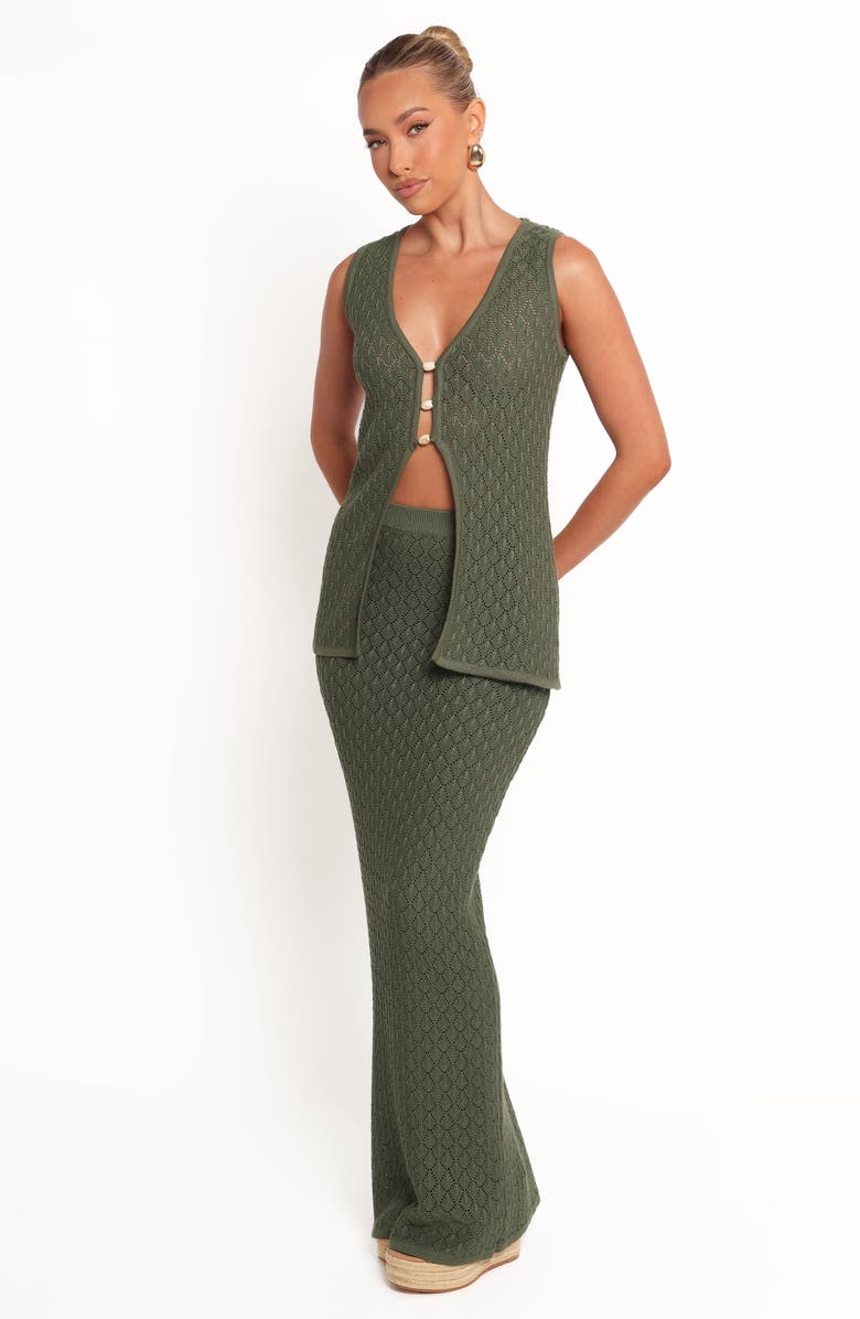 Petal & Pup Asplie Pointelle Maxi Skirt, Alternate, color, Olive