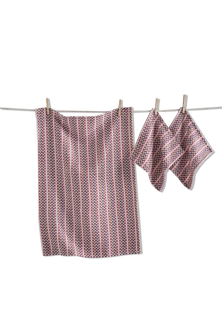 Variegated Harvest Cotton Dishtowel and Cloth Set Multi-Color, Main, color, Purple